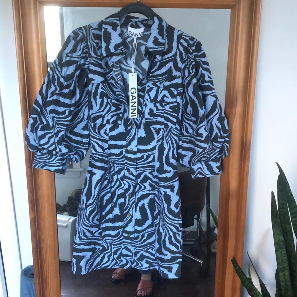 NWT Ganni Zebra Cotton Summer Dress XS